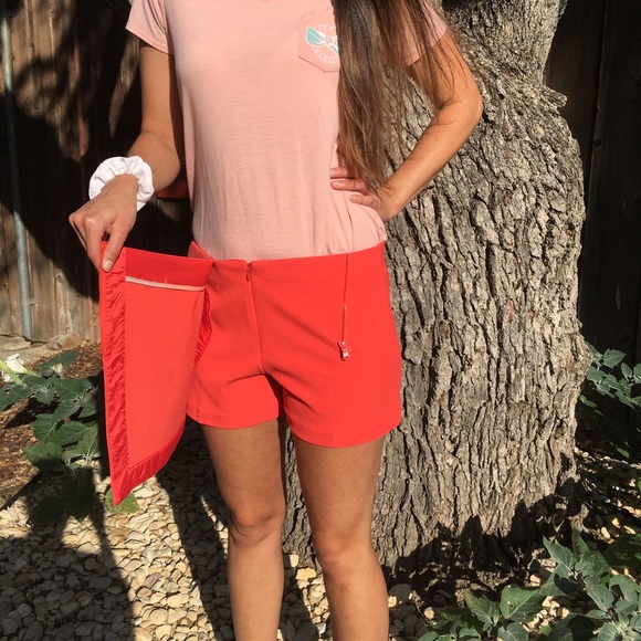 Trina Turk Orange Short with Front Panel. - Picture 2 of 6